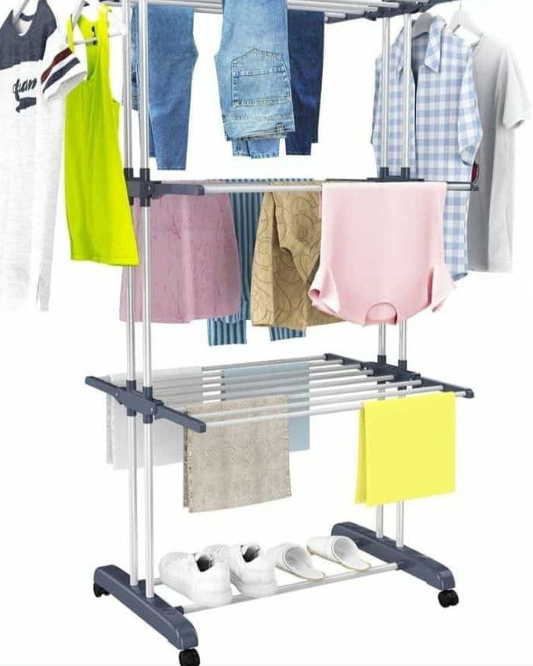 Étendoir à linge 3 niveaux pliable 40 kg